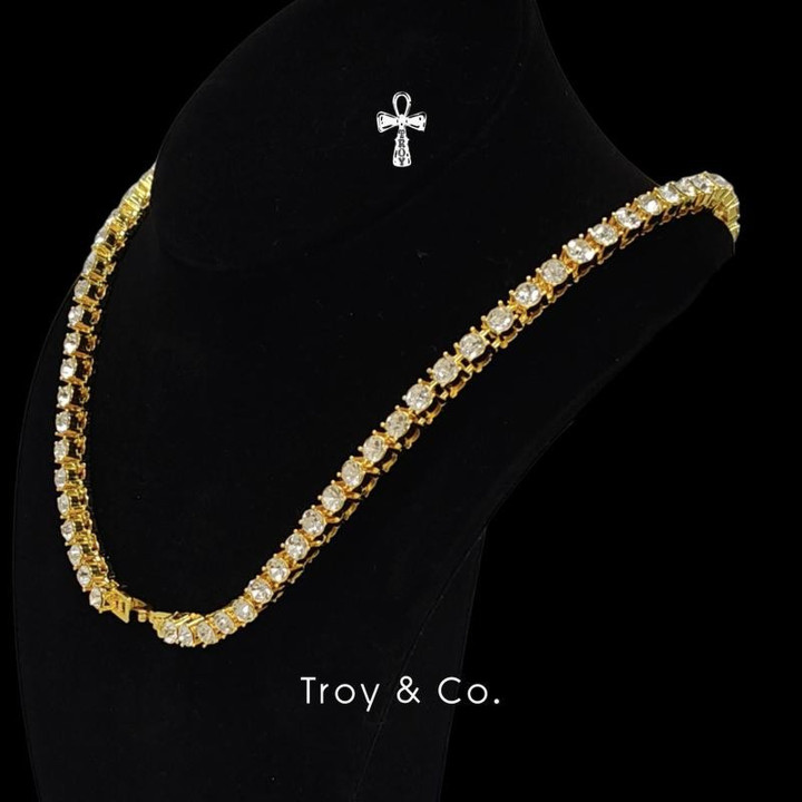 Iced Out Tennis Chain Necklace | Cuban Style with CZ Diamonds