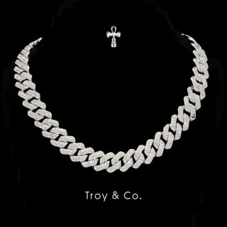 TDN014 Troy and Co. Iced Out Cuban Chain Necklace