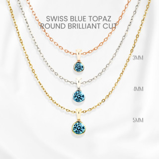 Swiss Blue Topaz Necklace | 925 Sterling Silver and Gold Plated