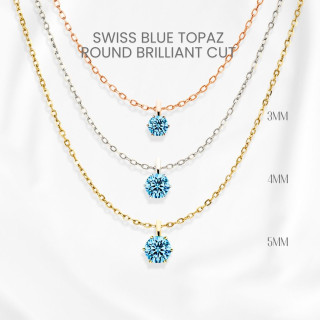 Blue Topaz Necklace | Sterling Silver, White/Gold/Rose Gold Plated