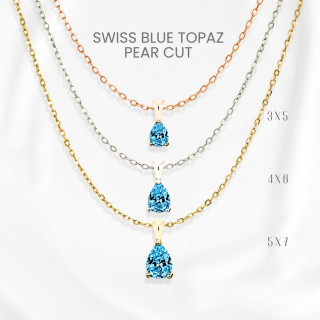 Swiss Blue Topaz Teardrop Necklace in Sterling Silver