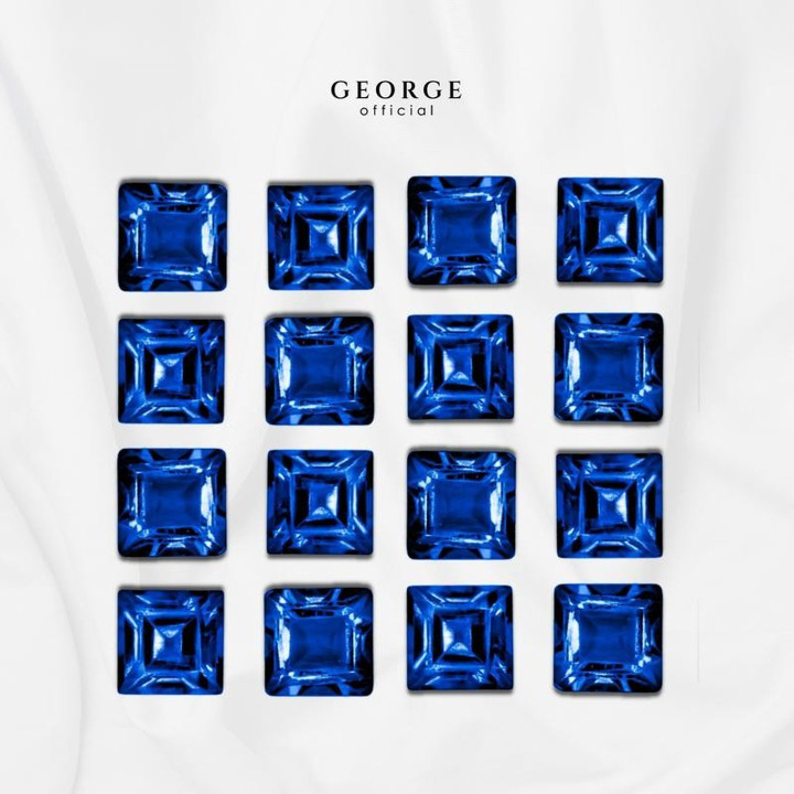 Genuine Blue Sapphire: Square Step Cut (2-4mm) by George Jewelry