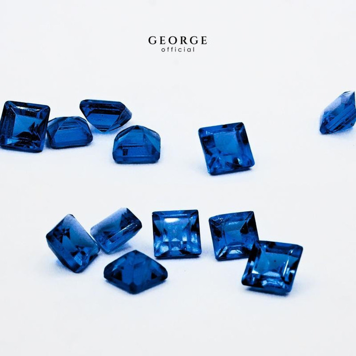 Genuine Blue Sapphire: Square Step Cut (2-4mm) by George Jewelry