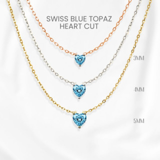 Swiss Blue Topaz Heart Pendant Necklace in Sterling Silver