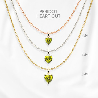 Genuine Peridot Heart Necklace | 925 Sterling Silver by GEORGE