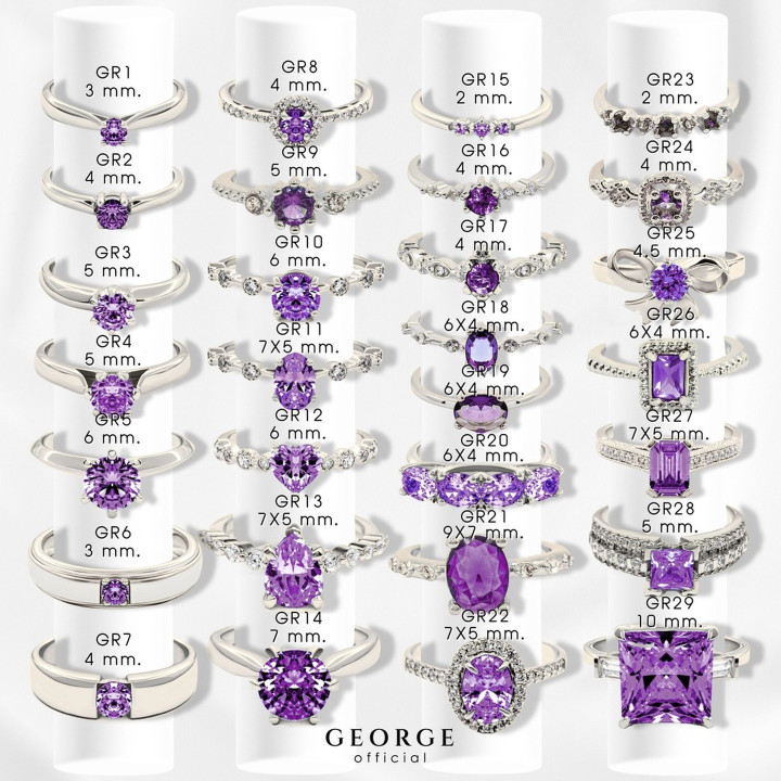 Amethyst Sterling Silver Ring - Customizable, Gift-Ready