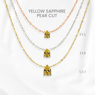 Yellow Sapphire Necklace | Teardrop Pendant | Sterling Silver