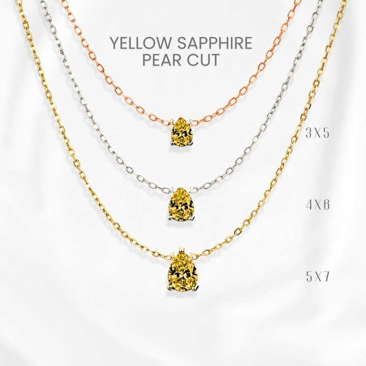 Yellow Sapphire Necklace | Teardrop Pendant | Sterling Silver
