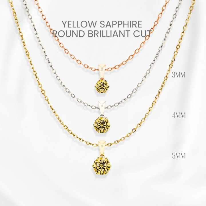 Genuine Yellow Sapphire Necklace | Sterling Silver and Gold Plating