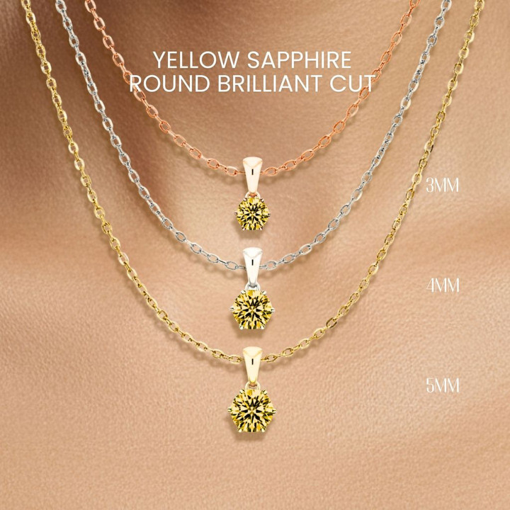Genuine Yellow Sapphire Necklace | Sterling Silver and Gold Plating