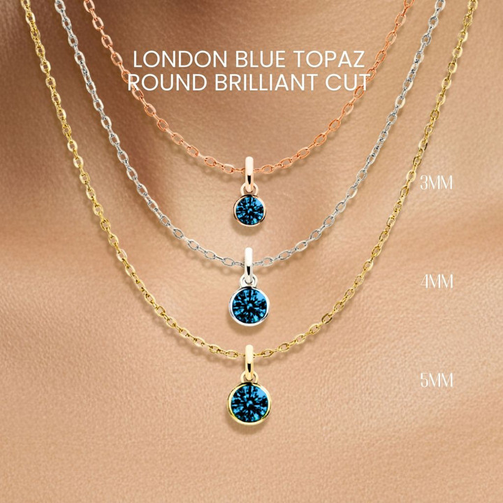 Collier en topaze bleue de Londres - Design minimaliste et argent sterling