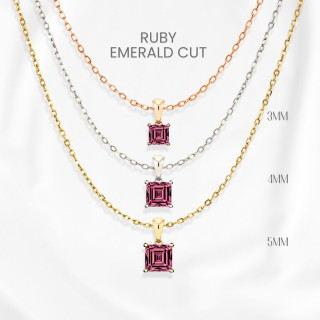 Radiant Ruby Necklace | Premium Cut, Sterling Silver and Gold Plated