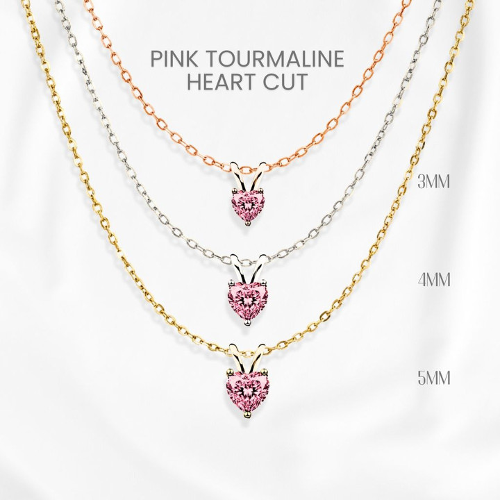 Pink Tourmaline Heart Necklace | 925 Sterling Silver | GEORGE Jewelry