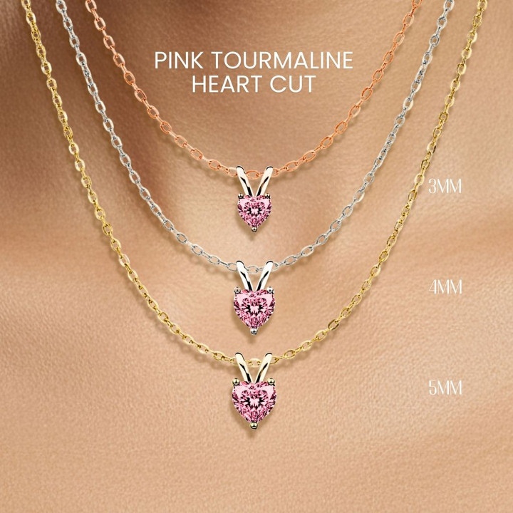 Pink Tourmaline Heart Necklace | 925 Sterling Silver | GEORGE Jewelry