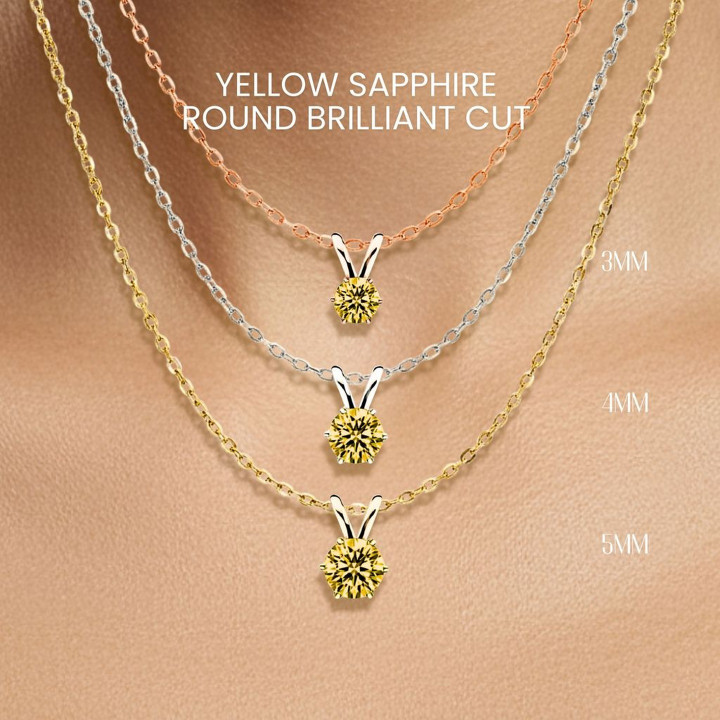 Yellow Sapphire Necklace | Sterling Silver, Gold Plated Pendant