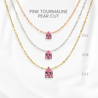 Pink Tourmaline Teardrop Necklace | Sterling Silver and Gold Plated