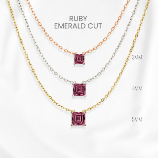 Ruby Necklace | Classic Cut, Sterling Silver and Gold Plated