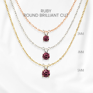 GEORGE Ruby Necklace - Round Cut, Sterling Silver and Gold