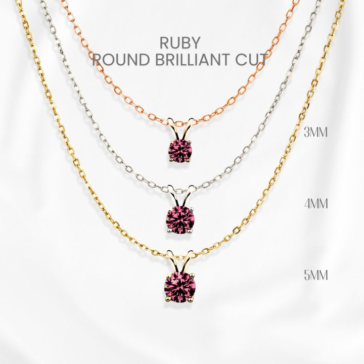 GEORGE Ruby Necklace - Round Cut, Sterling Silver and Gold