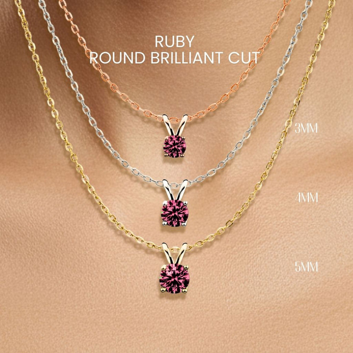 GEORGE Ruby Necklace - Round Cut, Sterling Silver and Gold