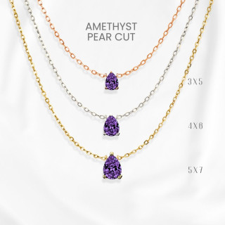 Amethyst Teardrop Necklace | Sterling Silver and Gold Plated