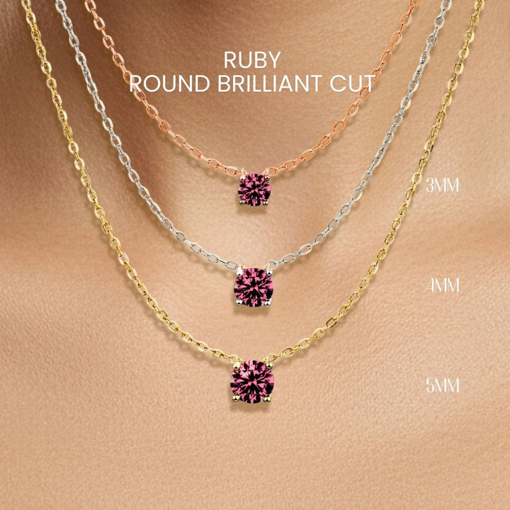Gemstone Ruby Necklace | Classic Design in Sterling Silver