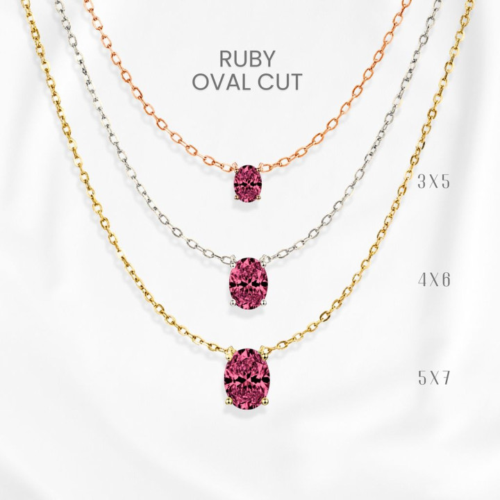 Genuine Ruby Egg Necklace | 925 Sterling Silver, Gold Plating