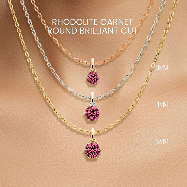 Collier en grenat rhodolite | Pendentif minimaliste en argent sterling