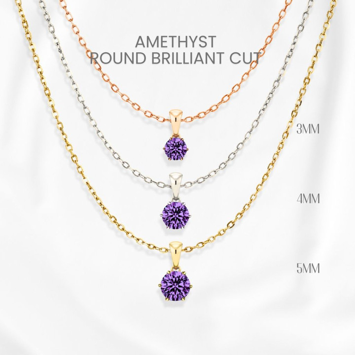 Collier en améthyste : pierre véritable, argent sterling, plaqué or