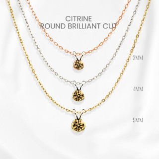 Citrine Pendant Necklace | Sterling Silver and Gold Plated