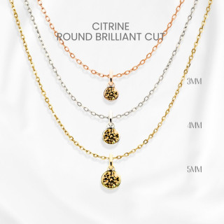 Citrine Necklace - Minimalist Bezel Setting, Sterling Silver