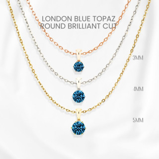 London Blue Topaz Necklace | Sterling Silver and Gold Plating
