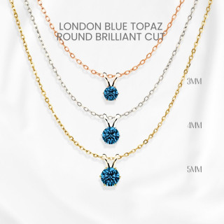 London Blue Topaz Necklace | Sterling Silver and Gold Plated