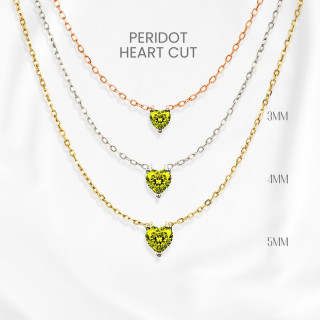 Genuine Peridot Heart Necklace | Sterling Silver and Gold Plating