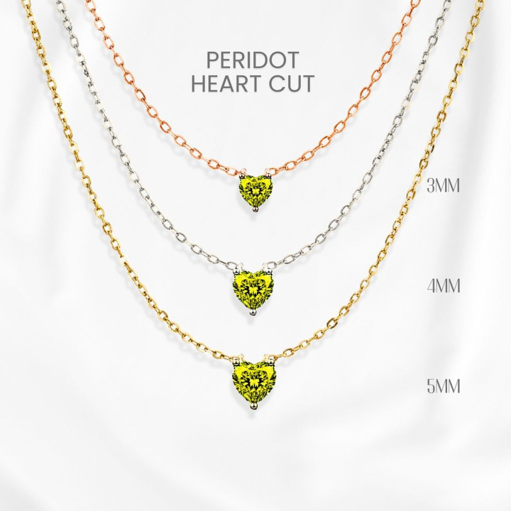 Echte Peridot-Herzkette | Sterlingsilber und Goldplattierung