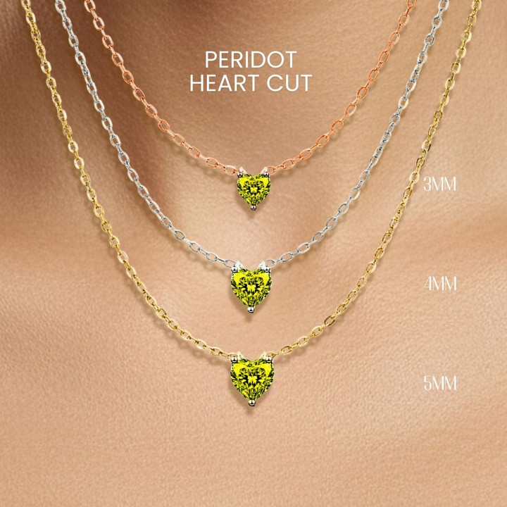 Echte Peridot-Herzkette | Sterlingsilber und Goldplattierung