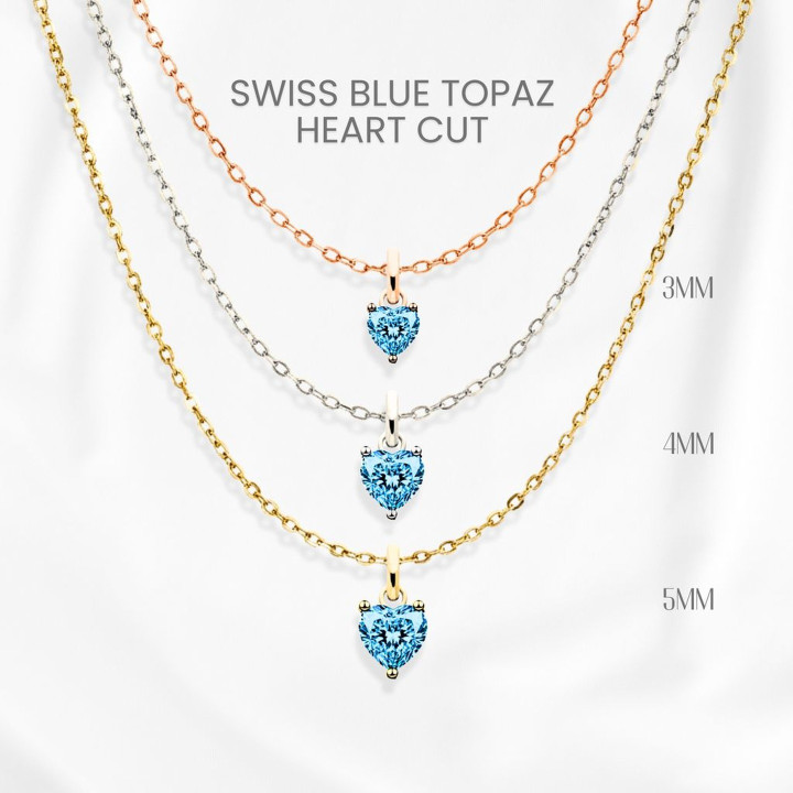 Herzförmige Halskette mit blauem Topas | Sterlingsilber und vergoldet | GEORGE Jewelry