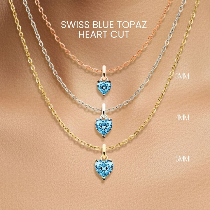 Herzförmige Halskette mit blauem Topas | Sterlingsilber und vergoldet | GEORGE Jewelry
