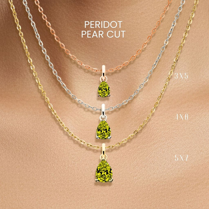 George Jewelry : Collier en argent sterling orné d'un véritable péridot en forme de larme