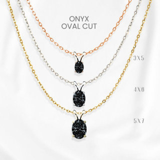 Elegant Onyx Egg Pendant Necklace in Sterling Silver