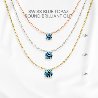 Swiss Blue Topaz Necklace | Sterling Silver and Gold Plated