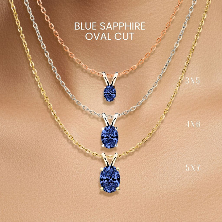 Collier œuf en saphir bleu élégant | Argent sterling 925 | GEORGE Jewelry