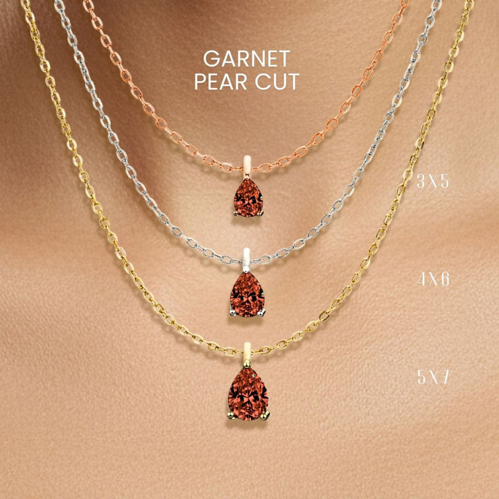 Genuine Garnet Teardrop Necklace | Sterling Silver by GEORGE
