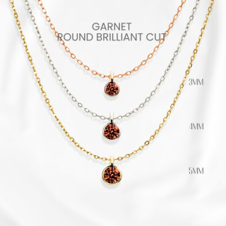 Garnet Necklace | Sterling Silver and White Gold Pendant by GEORGE