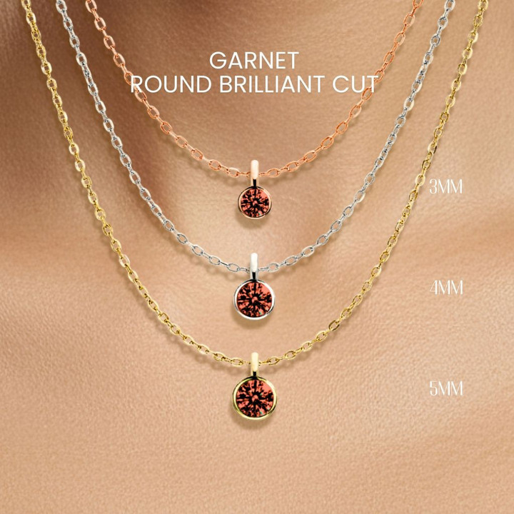 Garnet Necklace | Sterling Silver and White Gold Pendant by GEORGE