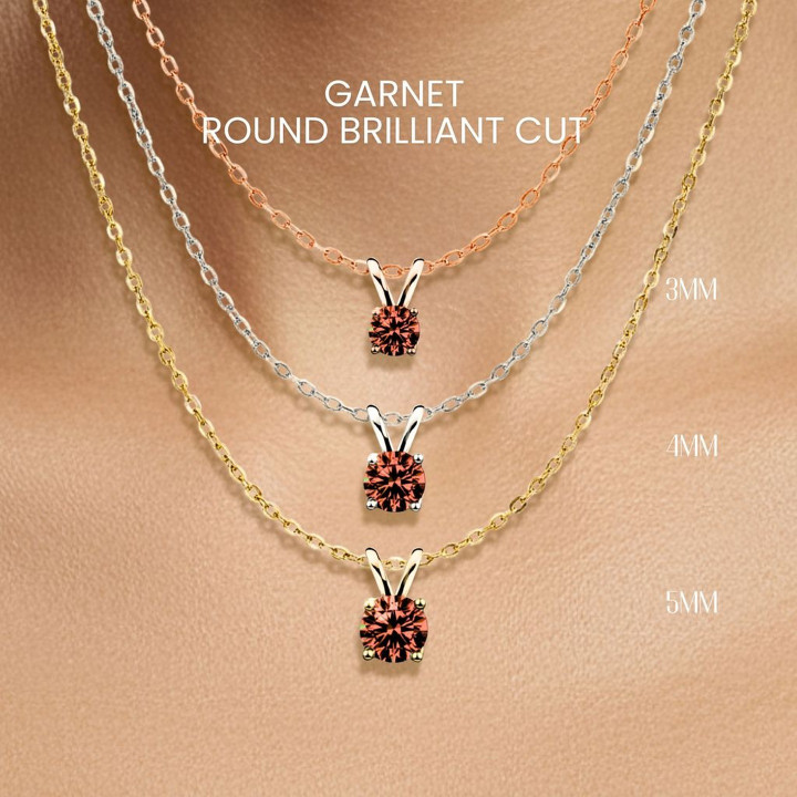 Collar de granate auténtico - Plata de ley, chapado en oro