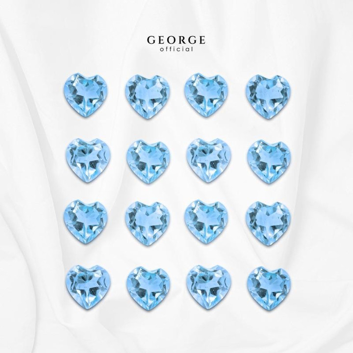 Gema de topacio azul auténtico talla corazón - 3-7 mm de George Jewelry