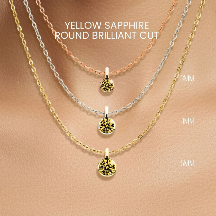 Collier de luxe en saphir jaune et argent sterling