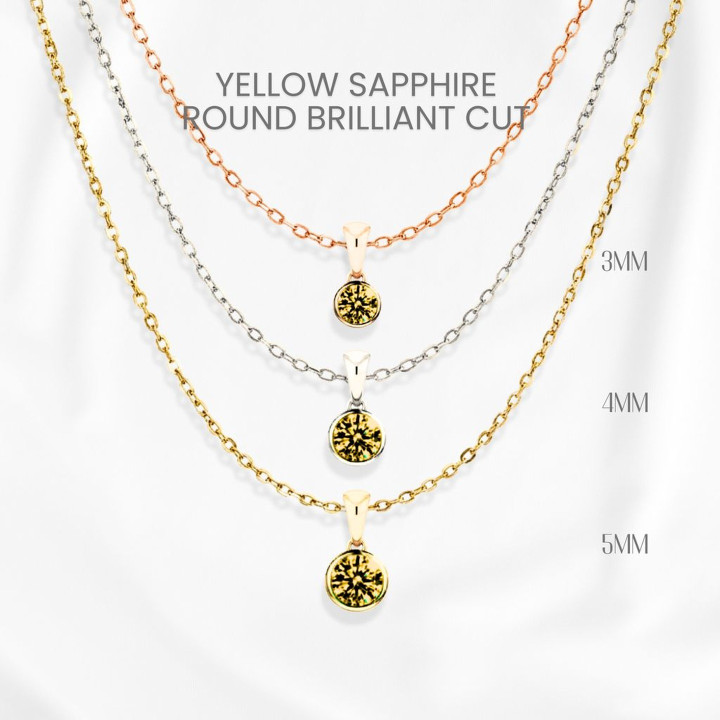 Collar de zafiro amarillo | Plata de ley 925, engaste biselado
