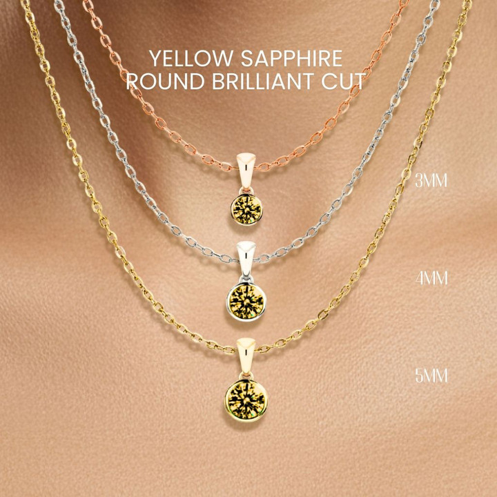 Collar de zafiro amarillo | Plata de ley 925, engaste biselado